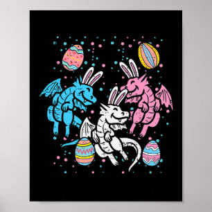 Poster Dragon Bunnies Oeufs de Pâques Amusants Hommes Fem