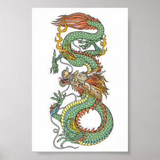 Poster Dragon chinois traditionnel