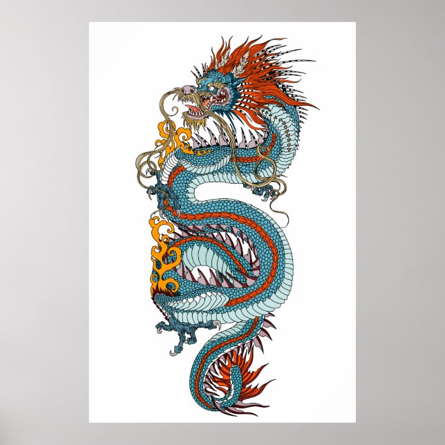 Poster Dragon chinois traditionnel (Devant)