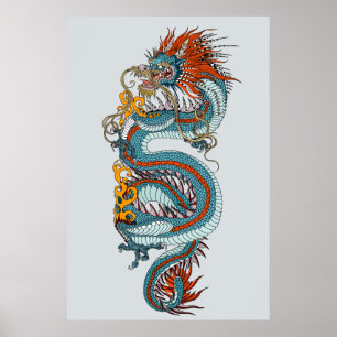 Poster Dragon chinois traditionnel
