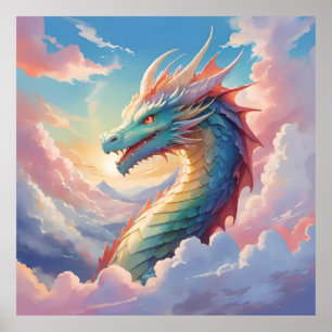 Poster Dragon coloré dans le ciel