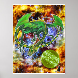 Poster Dragon Cosmique Émeraude