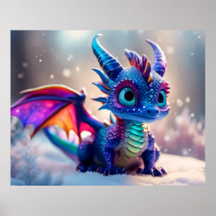 Poster Dragon dans la neige.