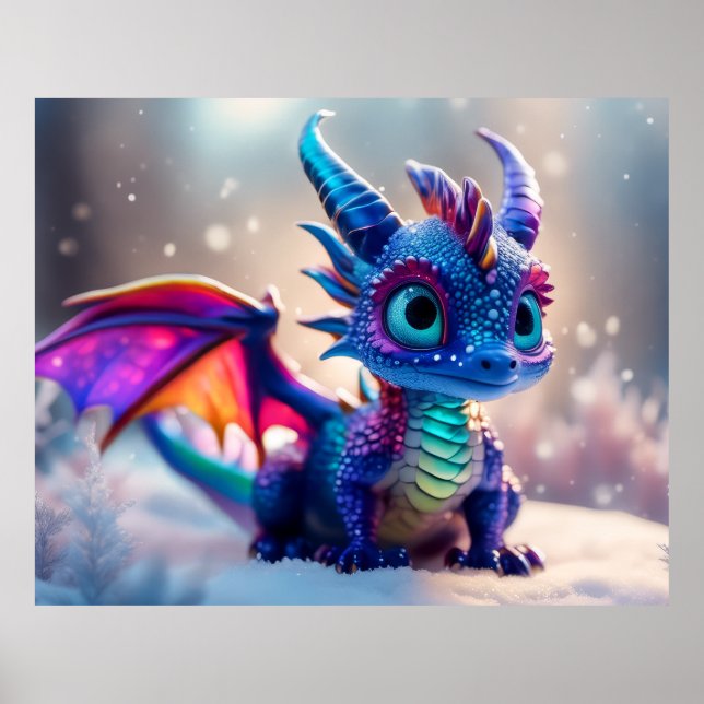 Poster Dragon dans la neige. (Devant)