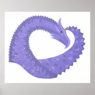 Poster Dragon de coeur périphérique sur blanc