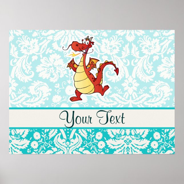 Poster Dragon de dessin animé ; mignon (Devant)