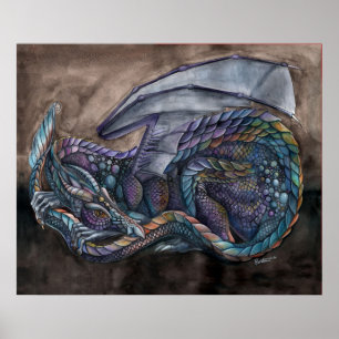 Poster Dragon d'obsidienne arc-en-ciel par Portia St Luke