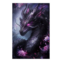 Dragon en acier en fleurs - Cool foncé