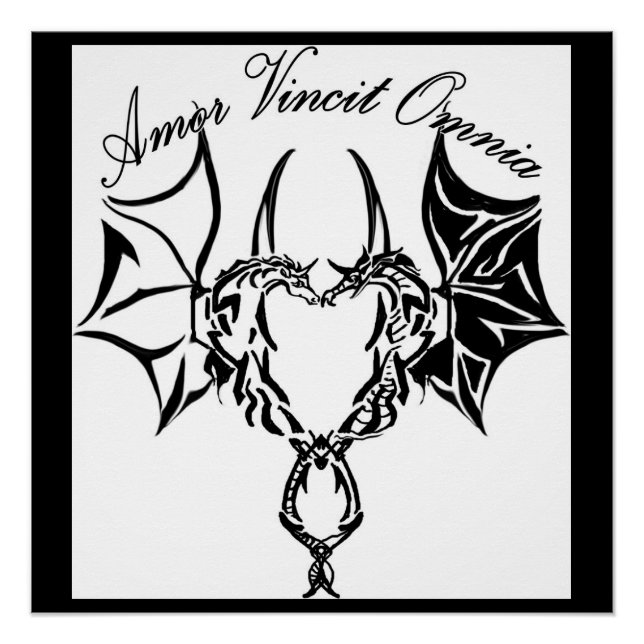 Poster dragon et licorne, amor vincit omnia (Devant)