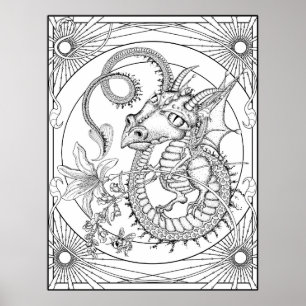 Poster Dragon familier : GRAND do-it-yourself colorant pa