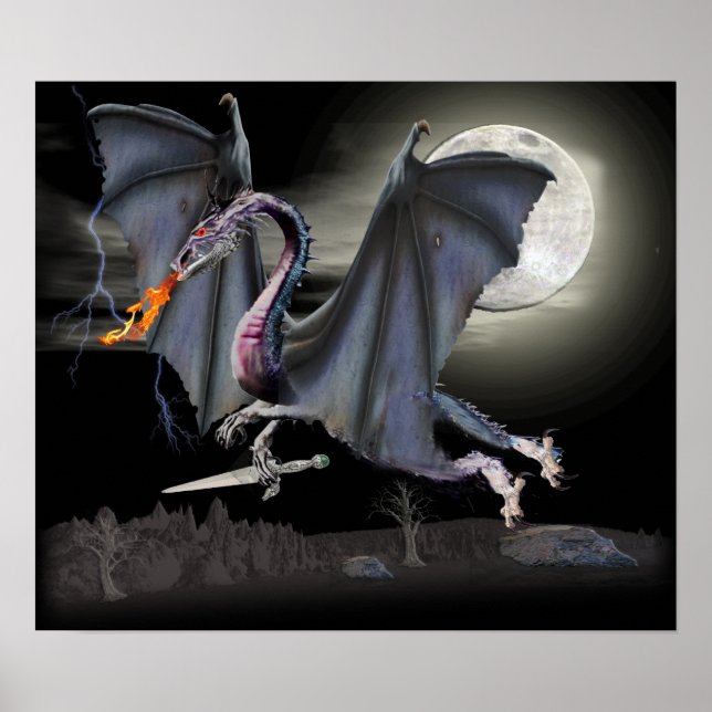 Poster dragon fantastique (Devant)