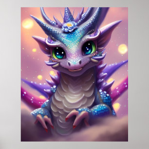 Poster Dragon fille bleue