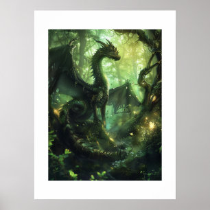 Poster Dragon forestier enchanté
