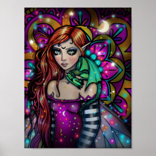Poster Dragon Girl Imaginaire Art par Molly Harrison