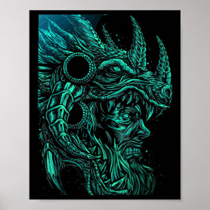 Poster Dragon Head Odin Nordic Dieu De Guerre Fils Viking