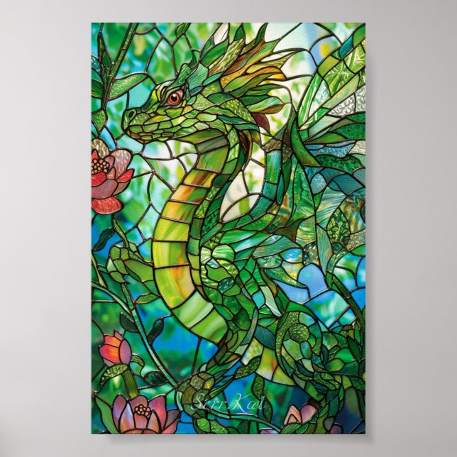 Poster Dragon Jardin de verre tendu Imprimer et télécharg (Devant)