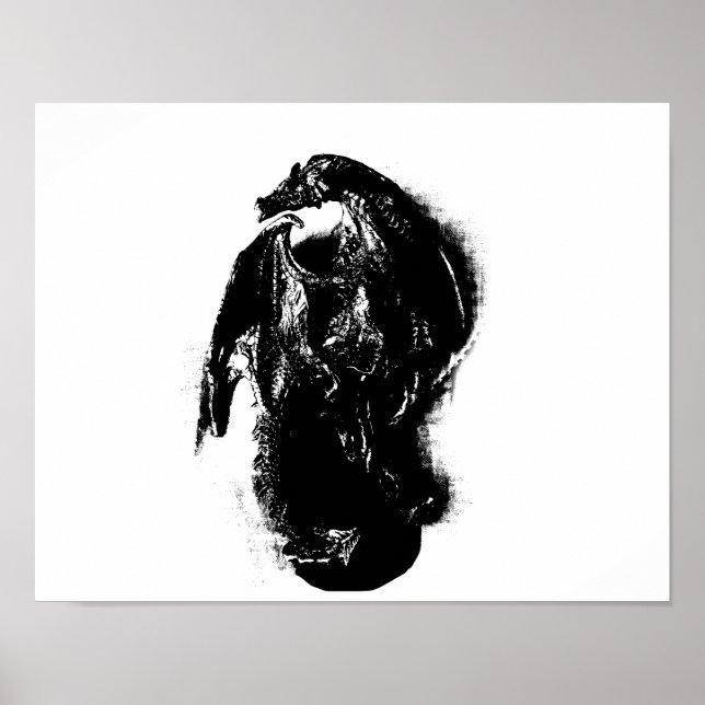 Poster Dragon noir et blanc (Devant)