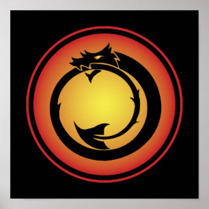 Poster Dragon orange jaune Ouroboros