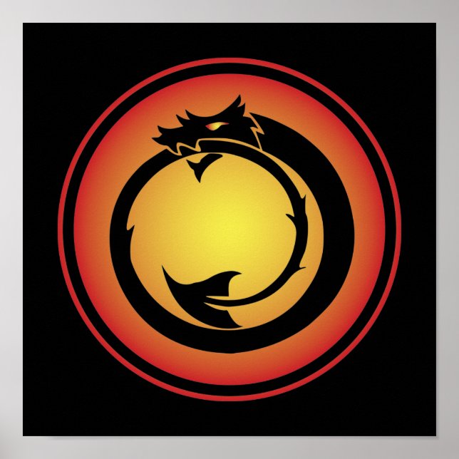 Poster Dragon orange jaune Ouroboros (Devant)
