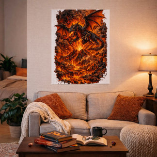 Poster Dragon Over Volcanic Realm