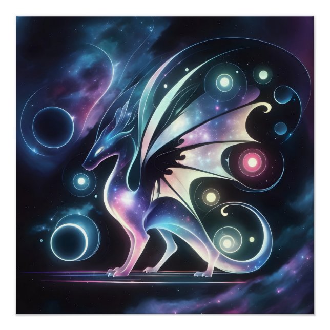 Poster Dragon papillon spatial (Devant)