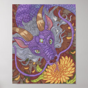 Poster Dragon pourpre en fleur