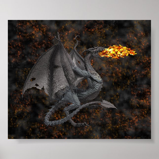 Poster Dragon qui respire le feu (Devant)