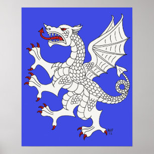 Poster Dragon rampant argent