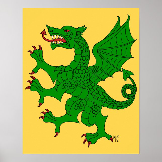 Poster Dragon Rampant Vert (Devant)
