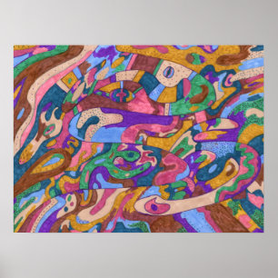 Poster "Dragon Ride" abstrait 24x18
