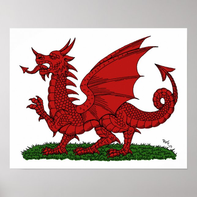 Poster Dragon rouge du Pays de Galles (Devant)