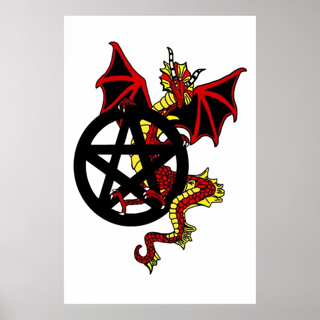 Poster Dragon rouge et Pentacle (Devant)