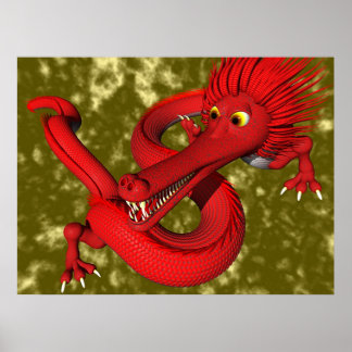 Poster Dragon rouge (grande taille)