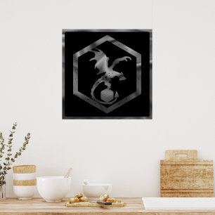 Poster Dragon RPG Imaginaire Tabletop Retro PnP Jeu Dic