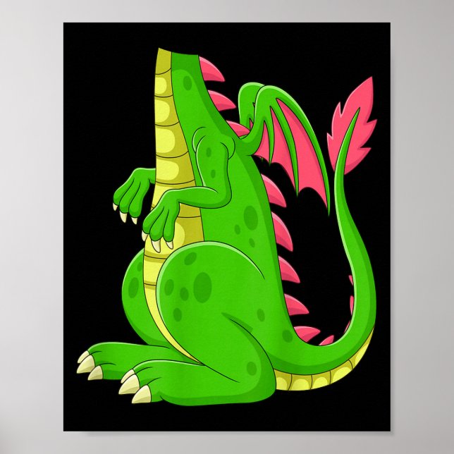 Poster Dragon Shirt Adult Men Women Kids Green Dragon Cos (Devant)