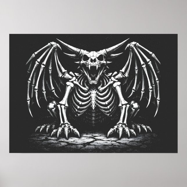 Poster Dragon squelette par BurnsInHell (Devant)