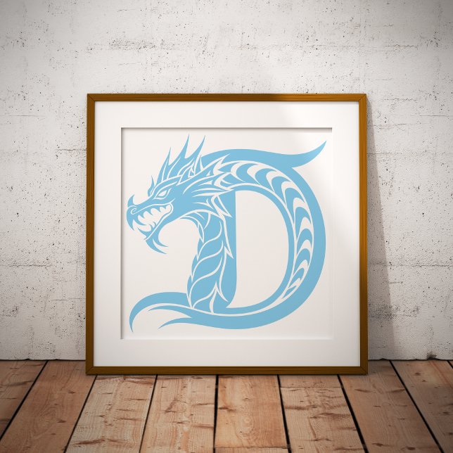 Poster Dragon Styled Letter D, Dragon Alphabet, Monogram (Créateur téléchargé)