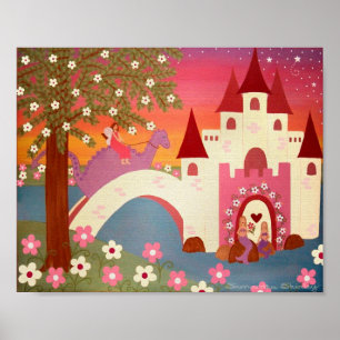 Poster Dragon Tales - 8x10 Princess Fairytale Kids Art