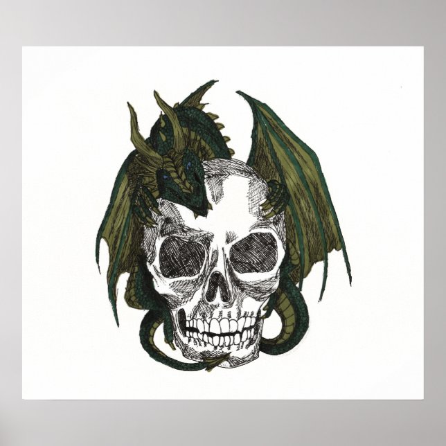 Poster Dragon tenant le crâne (Devant)