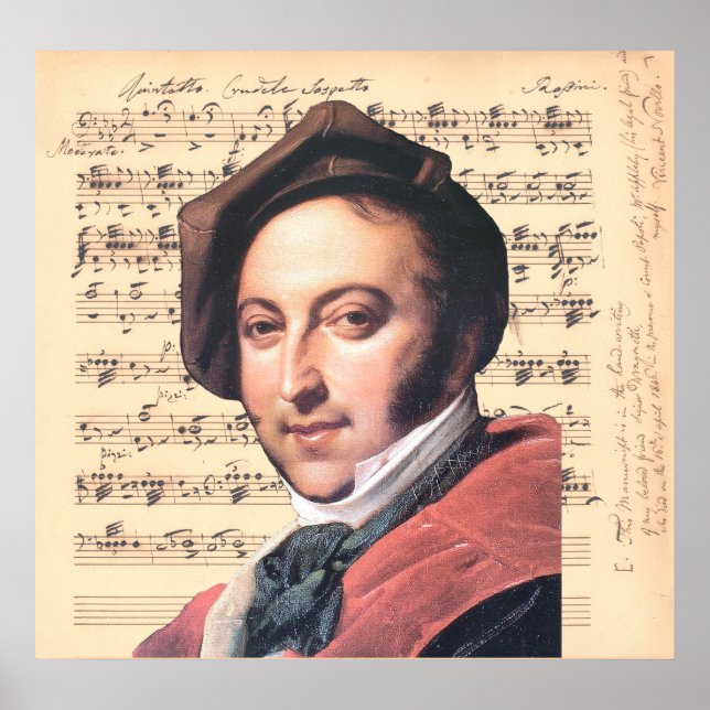 Poster Dragonetti ~ Gioachino Rossini avec Partition (Devant)