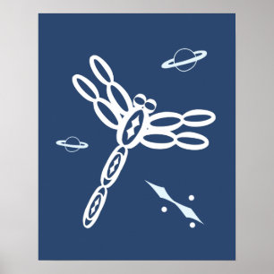 Poster Dragonfly and Outer Space Rift bleu et blanc