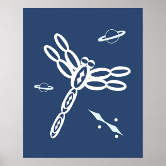 Poster Dragonfly and Outer Space Rift bleu et blanc
