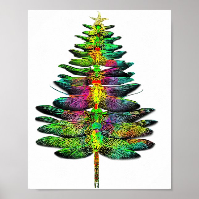 Poster Dragonfly Christmas Tree Dragonfly Xmas  (Devant)