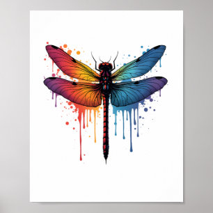 Poster Dragonfly cool sur la libellule peinte en couleur