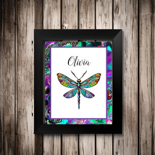 Poster Dragonfly en verre coloré ailes