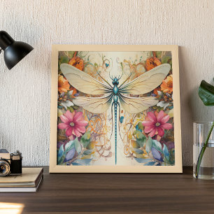 Poster Dragonfly Et Fleurs sauvages