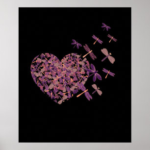 Poster Dragonfly Heart Flying out of Heart Lover Classic