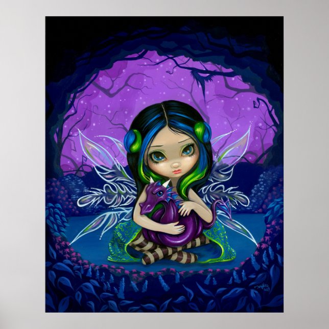 Poster Dragonling Garden 2 imaginaire dragon fairy Art Pr (Devant)
