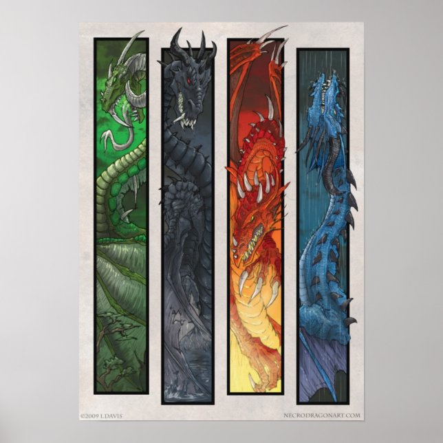 Poster Dragons élémentaires (Devant)
