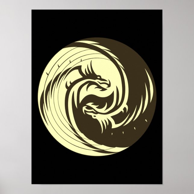 Poster Dragons tribaux Yin Yang (Customisez !) (Devant)